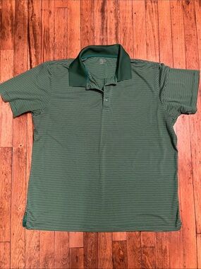 Vintage - Falls Creek Men's Dark Green Striped Polo Golf Shirt